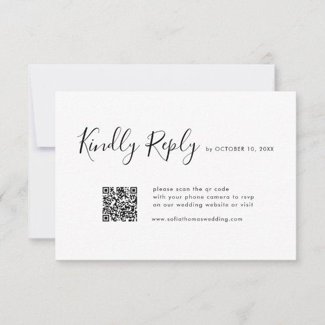 Elegant Simple Minimalist Modern Wedding  RSVP Car (Front)