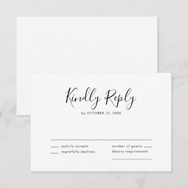 Elegant Simple Minimalist Modern Wedding  RSVP Card (Front/Back)