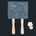 Elegant Simple Minimalist Modern Wedding  Timeline Hand Fan<br><div class="desc">Simple Minimalist dusty blue slate wedding timeline hand fan. Please find more matching designs and variations from my "blissweddingpaperie" store. And feel free to contact me for further customization or matching items.</div>