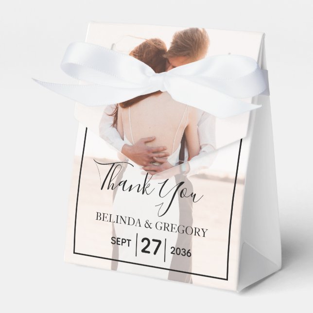Elegant Simple Minimalist Photo Wedding  Favor Box (Front Side)