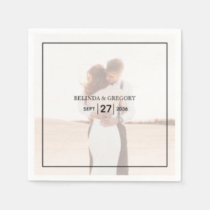 Elegant Simple Minimalist Photo Wedding Napkin