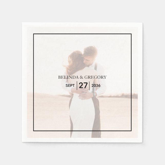 Elegant Simple Minimalist Photo Wedding Napkin (Front)