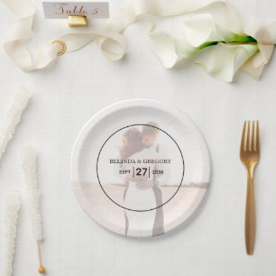 Elegant Simple Minimalist Photo Wedding  Paper Plate