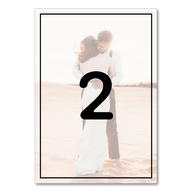 Elegant Simple Minimalist Photo Wedding Table Number (Front)