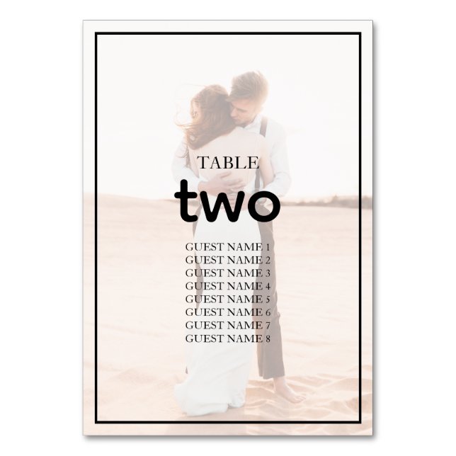 Elegant Simple Minimalist Photo Wedding  Table Number (Front)