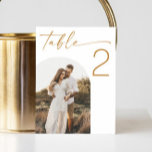 Elegant simple minimalist script photo wedding table number<br><div class="desc">Elegant simple minimalist script photo wedding table number with mustard yellow text. Please contact me if you need additional items.</div>