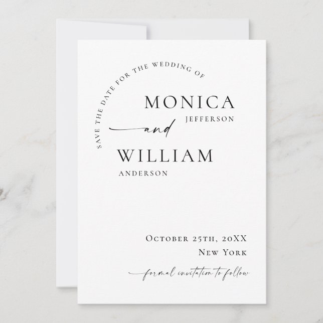 Elegant Simple Minimalist Wedding Photo QR Code Save The Date (Front)