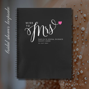 Elegant Simple Miss to Mrs Bridal Shower Recipe Notebook
