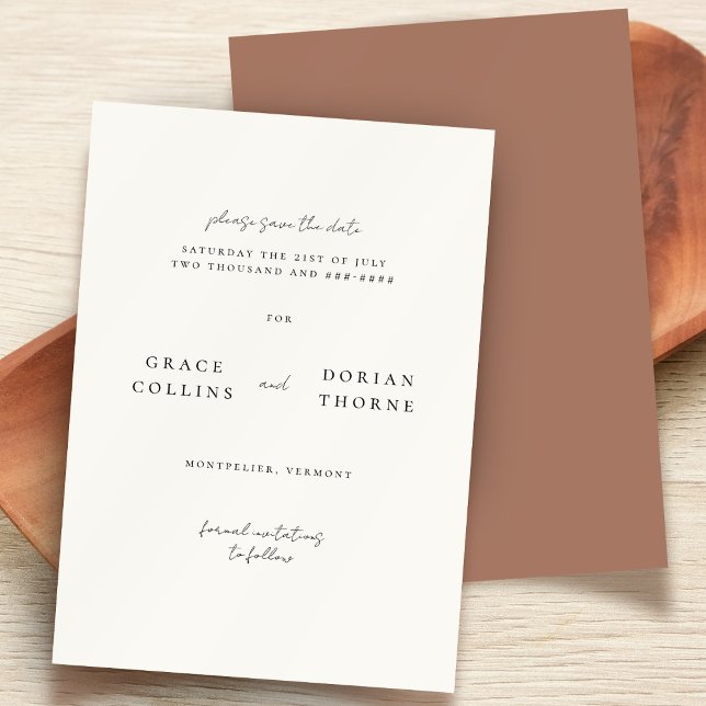 Elegant Simple Mocha Mousse Rustic Neutral Wedding Save The Date (Creator Uploaded)