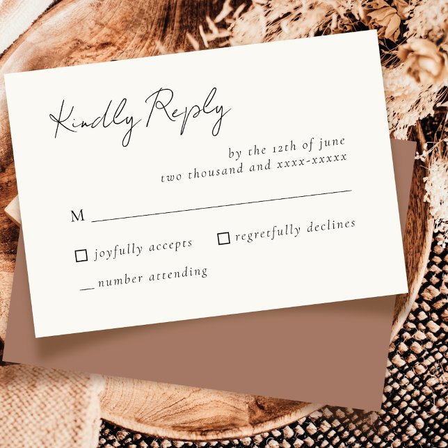 Elegant Simple Mocha Mousse Wedding RSVP Response (Creator Uploaded)