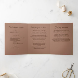 Elegant Simple Mocha Mousse with Monogram Wedding Tri-Fold Programme