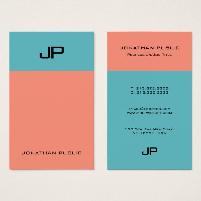 Élégant simple Modèle Monogramme moderne (Devant & derrière)