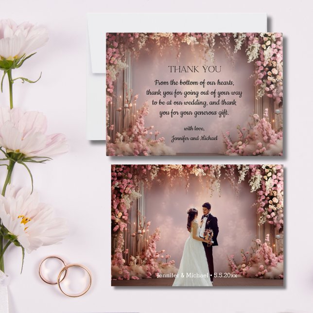 elegant simple modern 2 photos wedding  thank you card (Creator Uploaded)