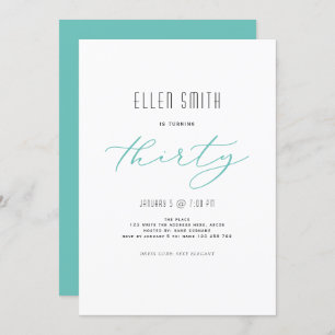 Elegant, Simple, Modern, 30th birthday Invitation