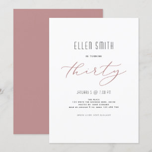Elegant, Simple, Modern, 30th birthday Invitation