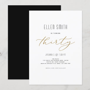 Elegant, Simple, Modern, 30th birthday Invitation