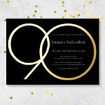 Elegant Simple Modern Black Gold 90th Birthday<br><div class="desc">Elegant Simple Modern Black Gold 90th Birthday Foil Invitation. Minimalist birthday invitation design, simple yet classy and elegant with real gold foil. Great for a black & gold themed party! This is a customizable template, if you need some help customizing it simply contact the designer by clicking on the 'Message'...</div>