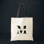Elegant Simple Modern Black Personalized Monogram Tote Bag<br><div class="desc">This elegant and modern black tote bag is the ultimate accessory for any party or bridesmaid gift. It features a sleek, minimalist design that’s perfect for any occasion. The sophisticated black colour exudes timeless elegance, while the personalized monogram Name Initial adds a touch of individuality and charm. This tote is...</div>