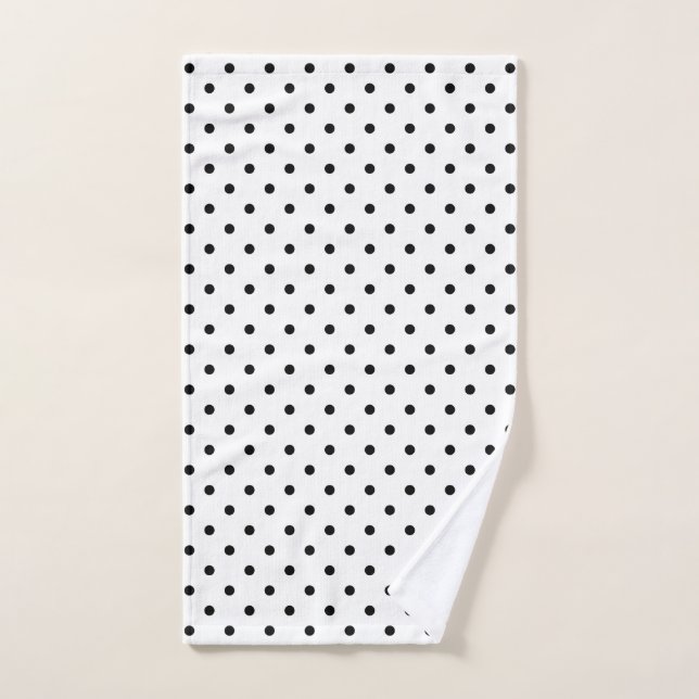 Elegant simple modern black white polka dot hand towel (Hand Towel)