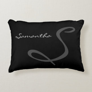 elegant simple modern chic trendy monogram black decorative pillow