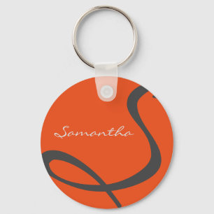 elegant simple modern chic trendy monogram orange keychain