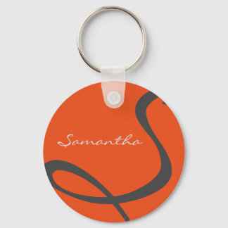 elegant simple modern chic trendy monogram orange keychain