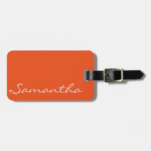 elegant simple modern chic trendy monogram orange luggage tag