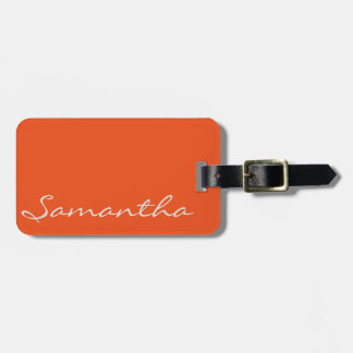 elegant simple modern chic trendy monogram orange luggage tag