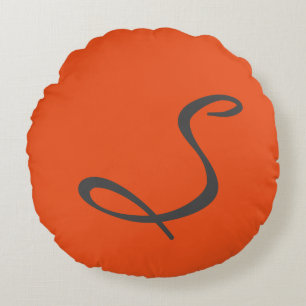 elegant simple modern chic trendy monogram orange round pillow