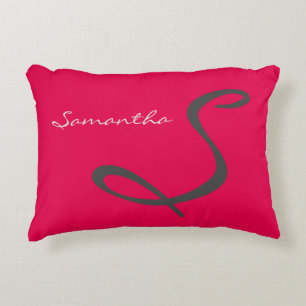 elegant simple modern chic trendy monogram pink decorative pillow