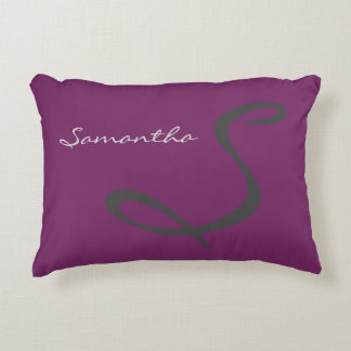 elegant simple modern chic trendy monogram purple accent pillow