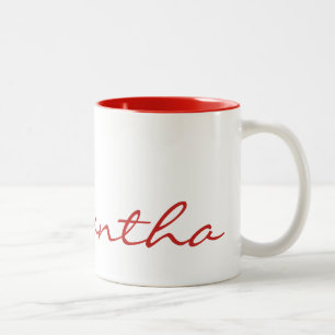 elegant simple modern chic trendy monogram red Two-Tone coffee mug