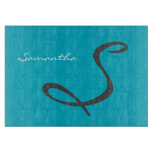 elegant simple modern chic trendy monogram teal cutting board
