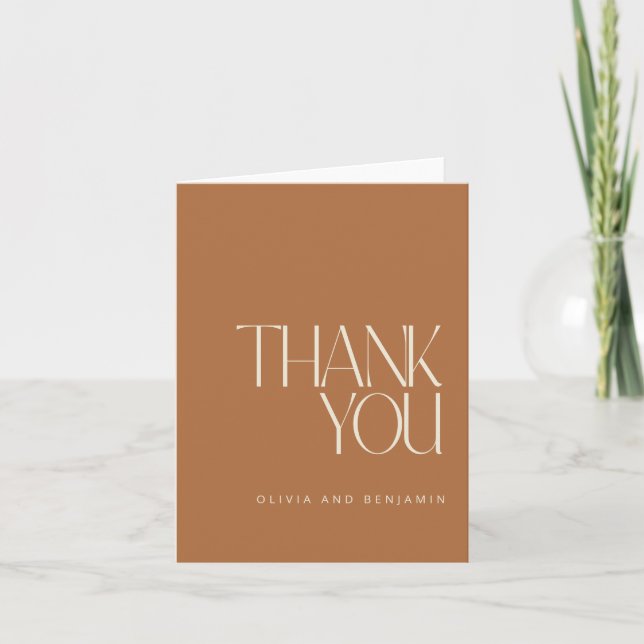 Elegant Simple Modern Custom Terracotta Wedding Thank You Card (Front)