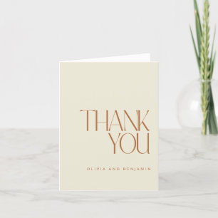 Elegant Simple Modern Custom Wedding Ecru Rust Thank You Card