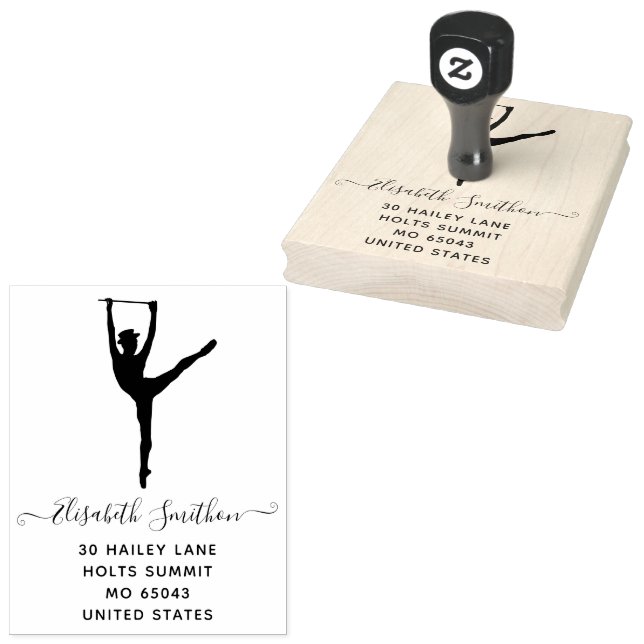   Elegant Simple Modern Dancer Personal Stationery Rubber Stamp (Stamped)