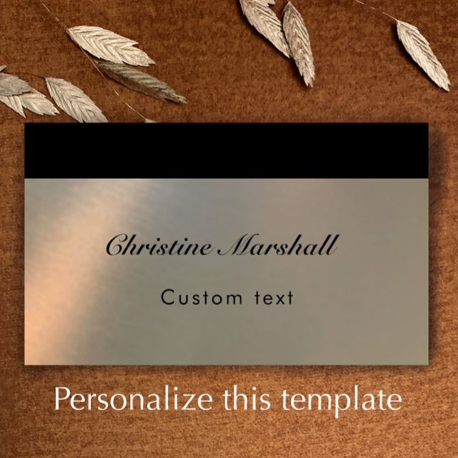 Elegant Simple Modern Faux Brushed Metal QR Code Business Card (Personalize this elegant faux brushed metal professional business card. Modern stylish custom text.
)