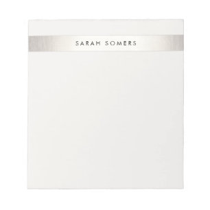 Elegant Simple Modern FAUX Silver Striped Notepad