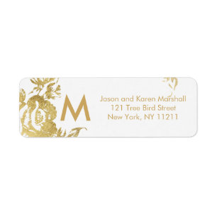 Elegant Simple Modern Floral Gold Address
