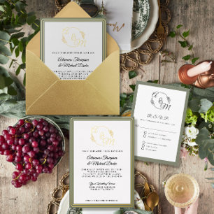 Elegant Simple Modern Gold Sage Green Wedding