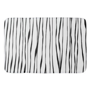 Elegant Simple Modern Line Art Black and White Bath Mat