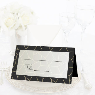 Elegant Simple Modern Minimalist Black and Gold Place Card