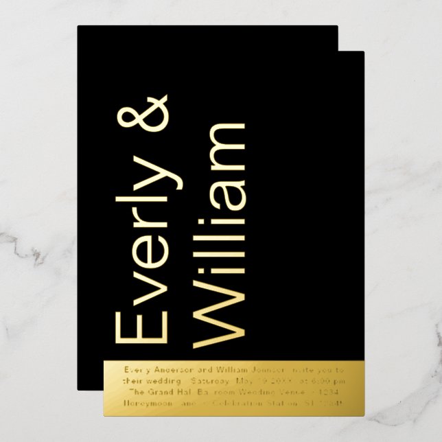 Elegant Simple Modern Minimalist Gold Wedding      (Front/Back)