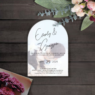 Elegant Simple Modern Minimalist Photo Wedding Acrylic Invitations