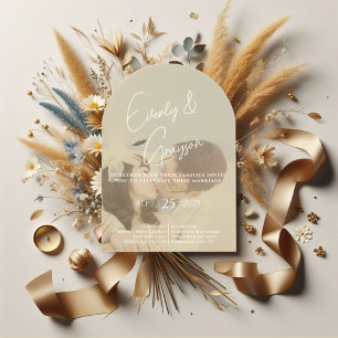 Elegant Simple Modern Minimalist Photo Wedding Acrylic Invitations