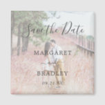 Elegant Simple Modern Photo Wedding Save the Date Magnet<br><div class="desc">Photo Save the Date Magnet featuring a simple design with "Save the Date" in an elegant script along your wedding details in a text overlay over your favorite picture.  A modern way to let your friends and family know to save the date for your wedding.</div>