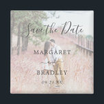 Elegant Simple Modern Photo Wedding Save the Date Magnet<br><div class="desc">Photo Save the Date Magnet featuring a simple design with "Save the Date" in an elegant script along your wedding details in a text overlay over your favorite picture.  A modern way to let your friends and family know to save the date for your wedding.</div>