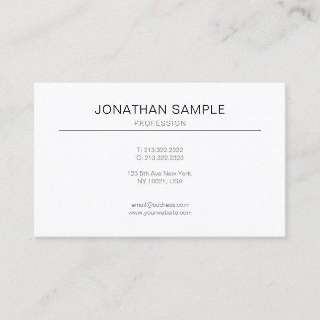 Elegant Simple Modern Plain Professional Design Business Card (Front)