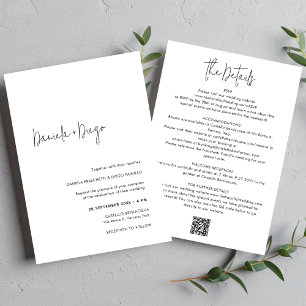 Elegant Simple Modern QR Code RSVP Wedding Invitation