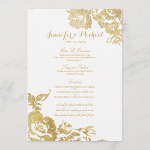 Elegant Simple Modern Rose Floral Gold Menu